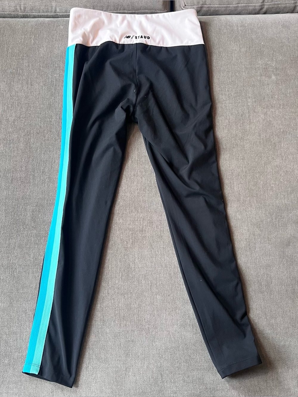 New Balance x Staud Leggings Black Blue Stripe V Front M - Picture 7 of 9